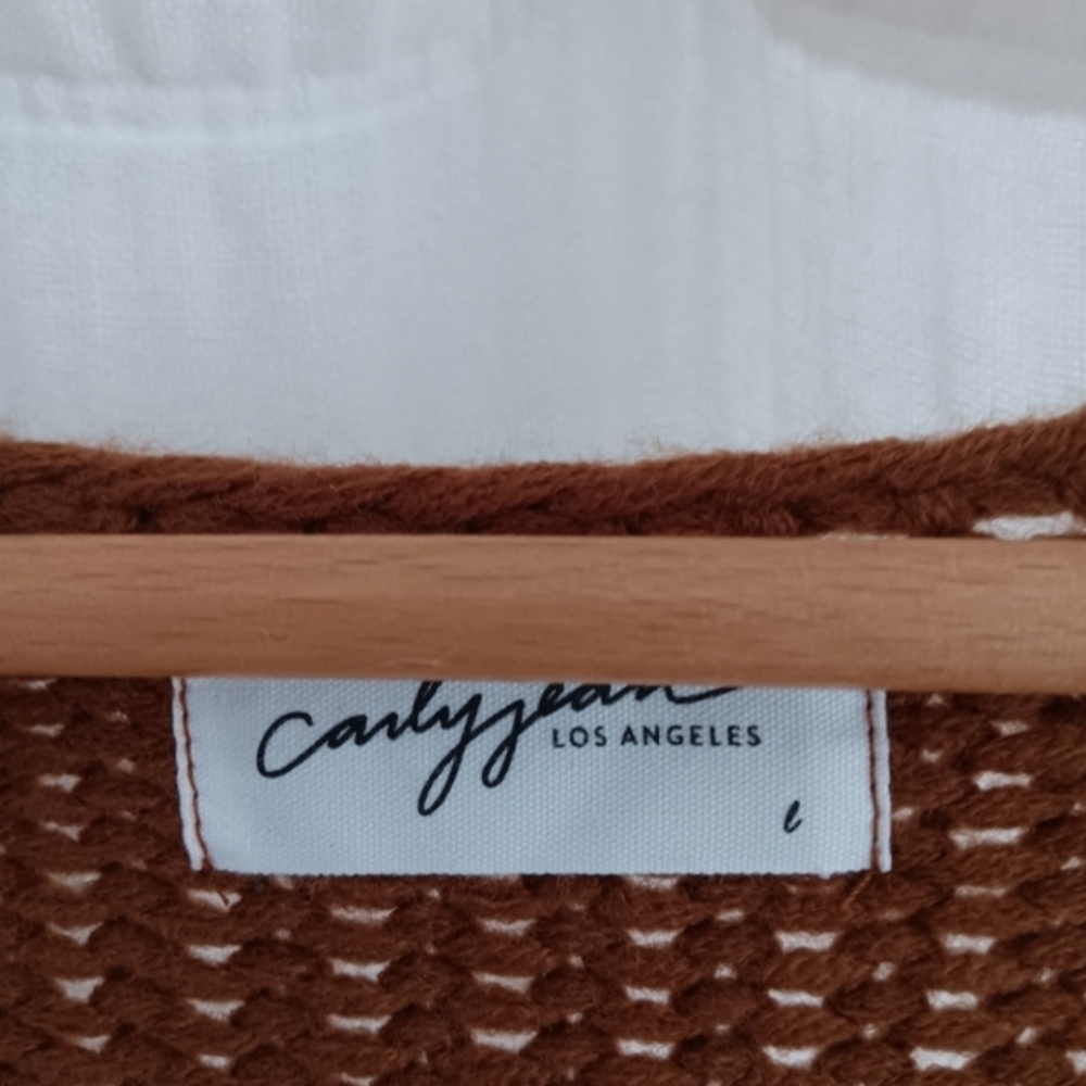 Carly Jean Los Angeles Warm Brown Chunky Knit Cardigan - Picture 3 of 7